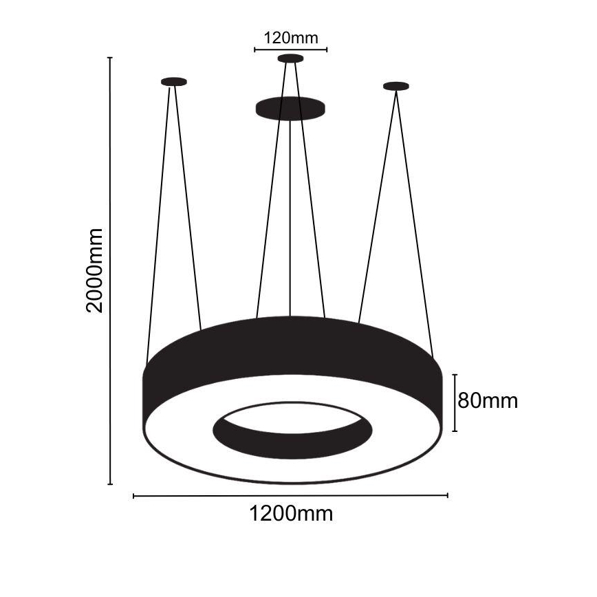 LED ljuskrona med textilsladd LED/60W/230V 4000K diameter 120 cm svart
