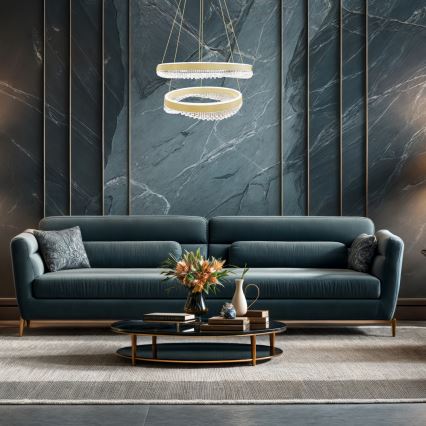 LED ljuskrona med textilsladd LED/85W/230V diameter 60 cm guld