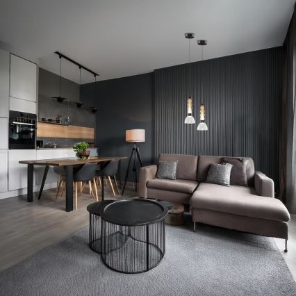 LED ljuskrona med textilsladd LUCCO LED/13W/230V diameter 15 cm rökig