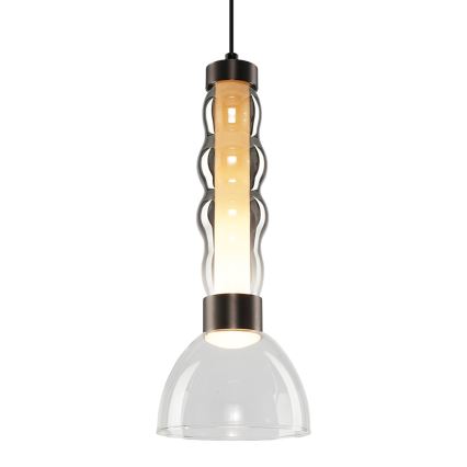 LED ljuskrona med textilsladd LUCCO LED/13W/230V diameter 15 cm rökig