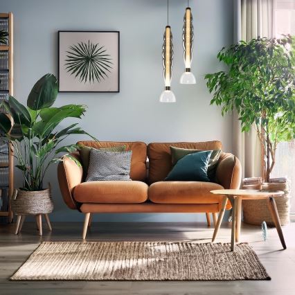 LED ljuskrona med textilsladd LUCCO LED/18W/230V diameter 15 cm rökig