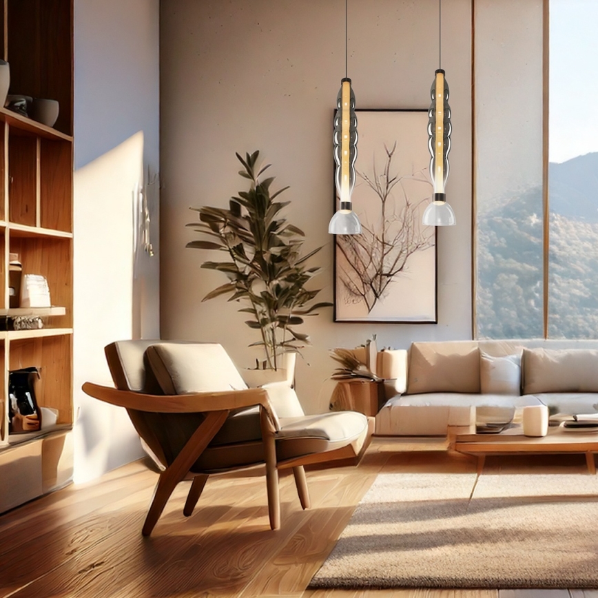 LED ljuskrona med textilsladd LUCCO LED/18W/230V diameter 15 cm rökig