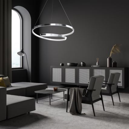 LED ljuskrona med textilsladd LUCERO LED/48W/230V skinande krom