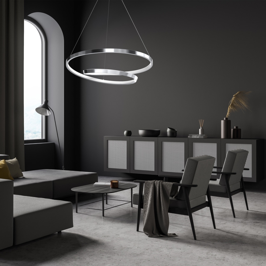 LED ljuskrona med textilsladd LUCERO LED/48W/230V skinande krom