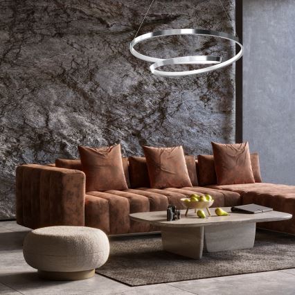 LED ljuskrona med textilsladd LUCERO LED/48W/230V skinande krom