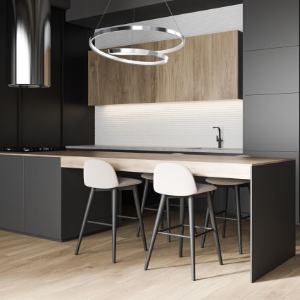 LED ljuskrona med textilsladd LUCERO LED/48W/230V skinande krom