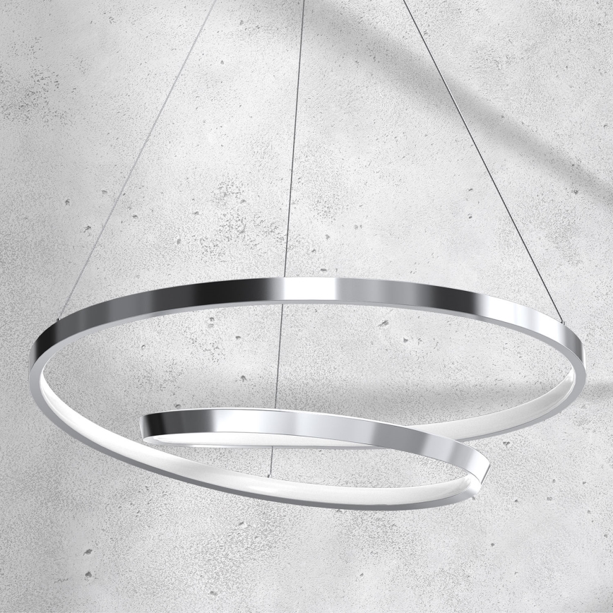 LED ljuskrona med textilsladd LUCERO LED/48W/230V skinande krom