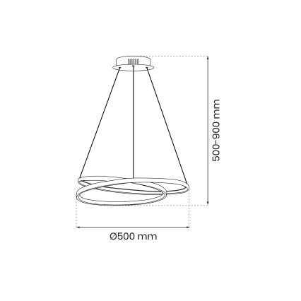 LED ljuskrona med textilsladd LUCERO LED/48W/230V skinande krom