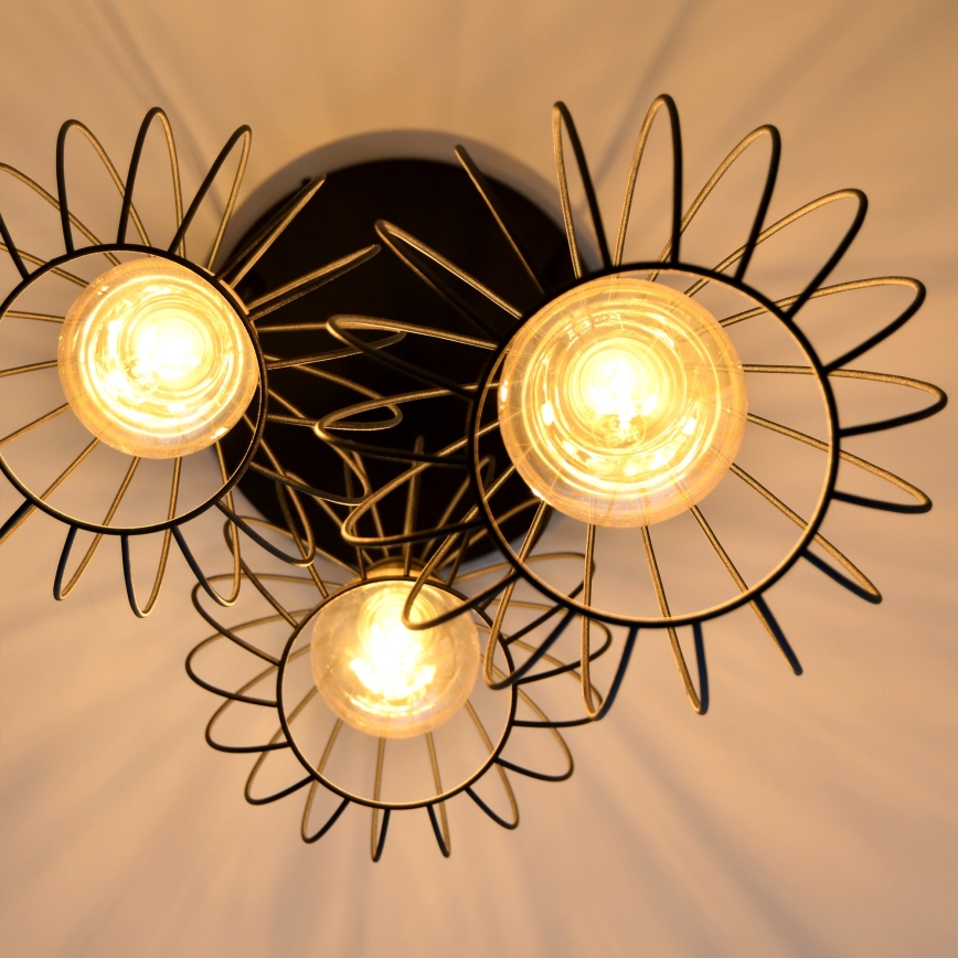 LED ljuskrona med textilsladd MERCURE 3xE27/15W/230V ø 50 cm svart