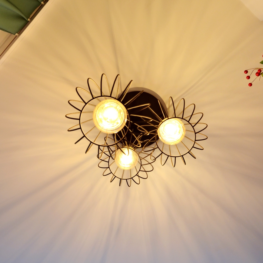 LED ljuskrona med textilsladd MERCURE 3xE27/15W/230V ø 50 cm svart