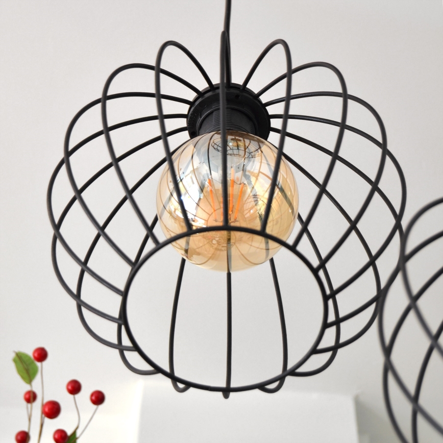 LED ljuskrona med textilsladd MERCURE 3xE27/15W/230V ø 50 cm svart