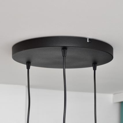 LED ljuskrona med textilsladd MERCURE 3xE27/15W/230V ø 50 cm svart