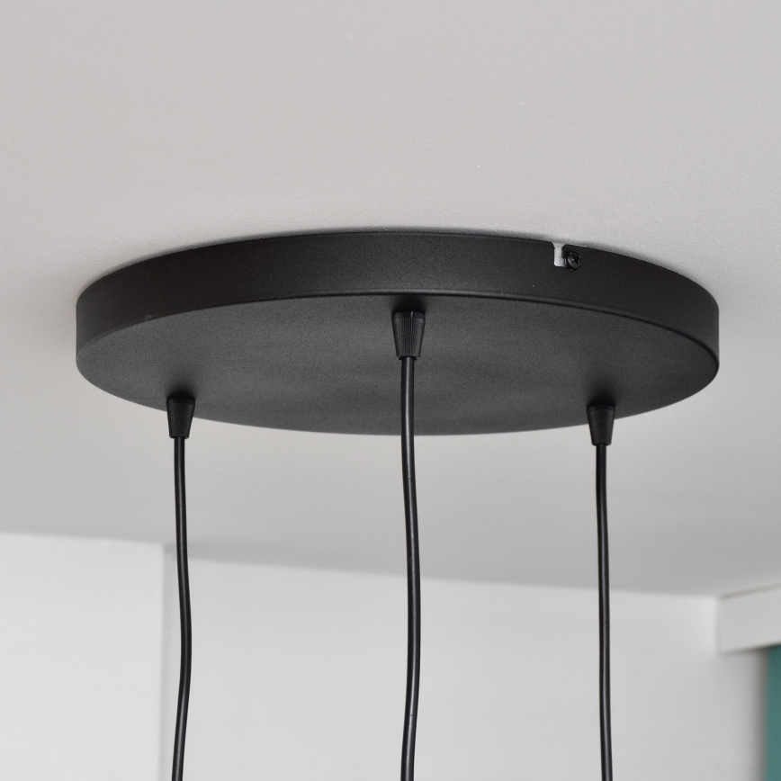 LED ljuskrona med textilsladd MERCURE 3xE27/15W/230V ø 50 cm svart