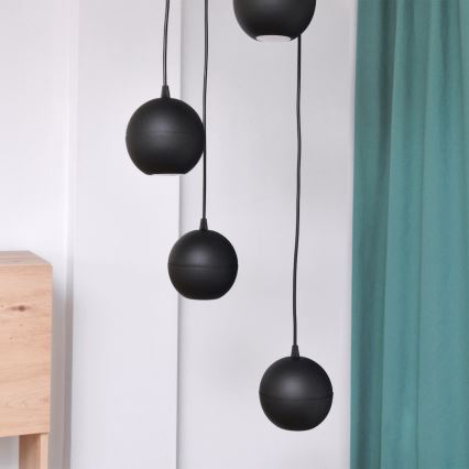 LED ljuskrona med textilsladd MIDWAY 4xGU10/4,8W/230V svart