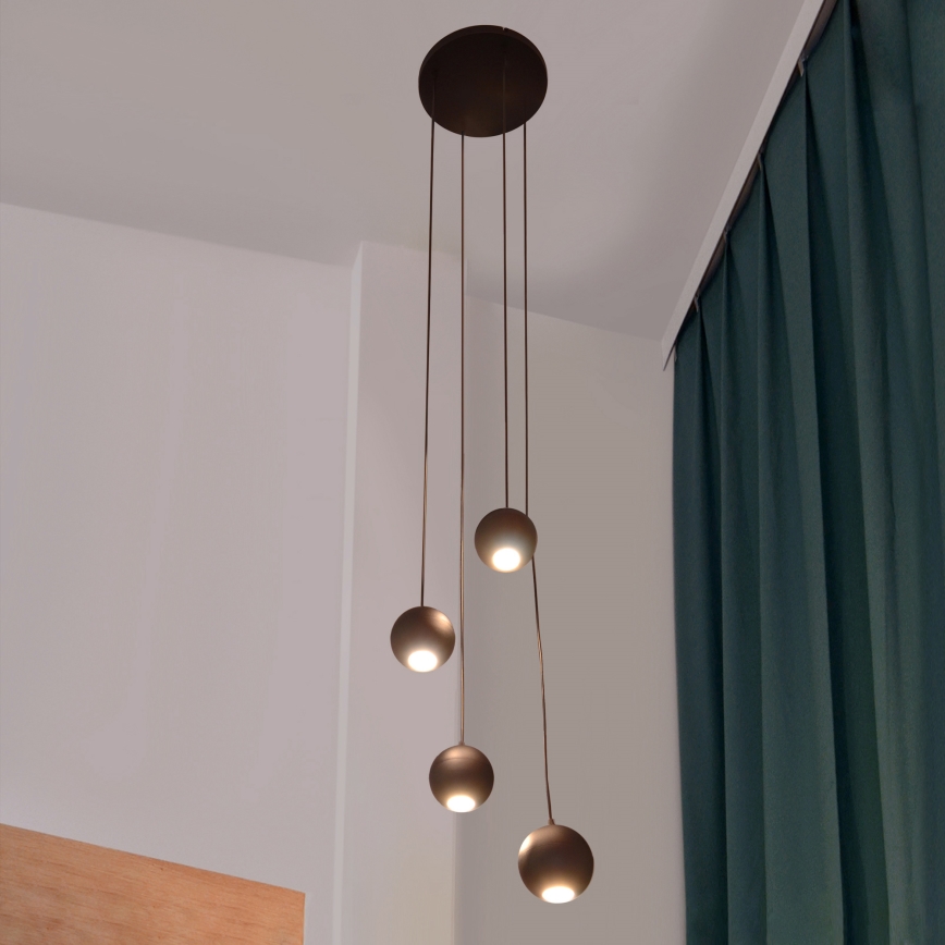 LED ljuskrona med textilsladd MIDWAY 4xGU10/4,8W/230V svart