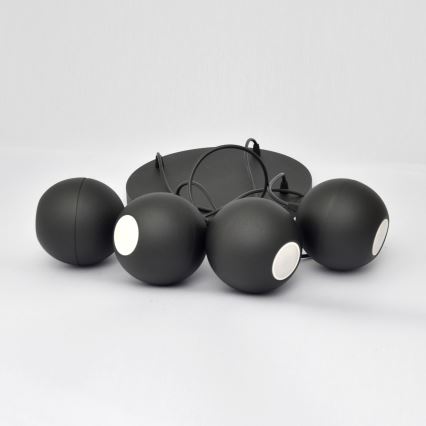 LED ljuskrona med textilsladd MIDWAY 4xGU10/4,8W/230V svart