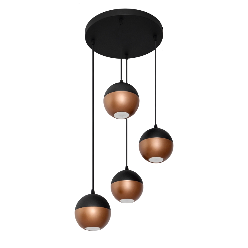 LED ljuskrona med textilsladd MIDWAY 4xGU10/4,8W/230V svart/koppar