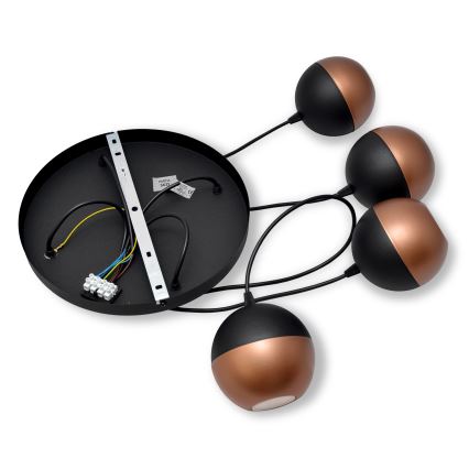LED ljuskrona med textilsladd MIDWAY 4xGU10/4,8W/230V svart/koppar