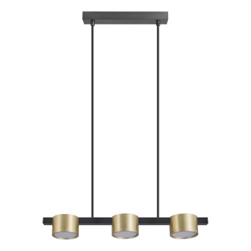 LED ljuskrona med textilsladd MIRELLA 3xGX53/6W/230V guld/svart