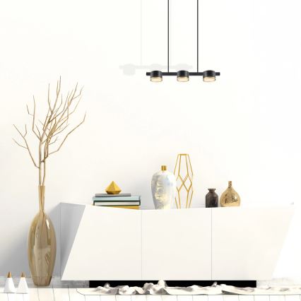 LED ljuskrona med textilsladd MIRELLA 3xGX53/6W/230V svart