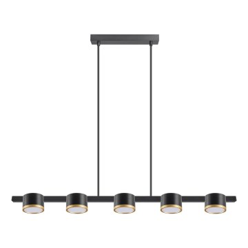 LED ljuskrona med textilsladd MIRELLA 5xGX53/6W/230V svart