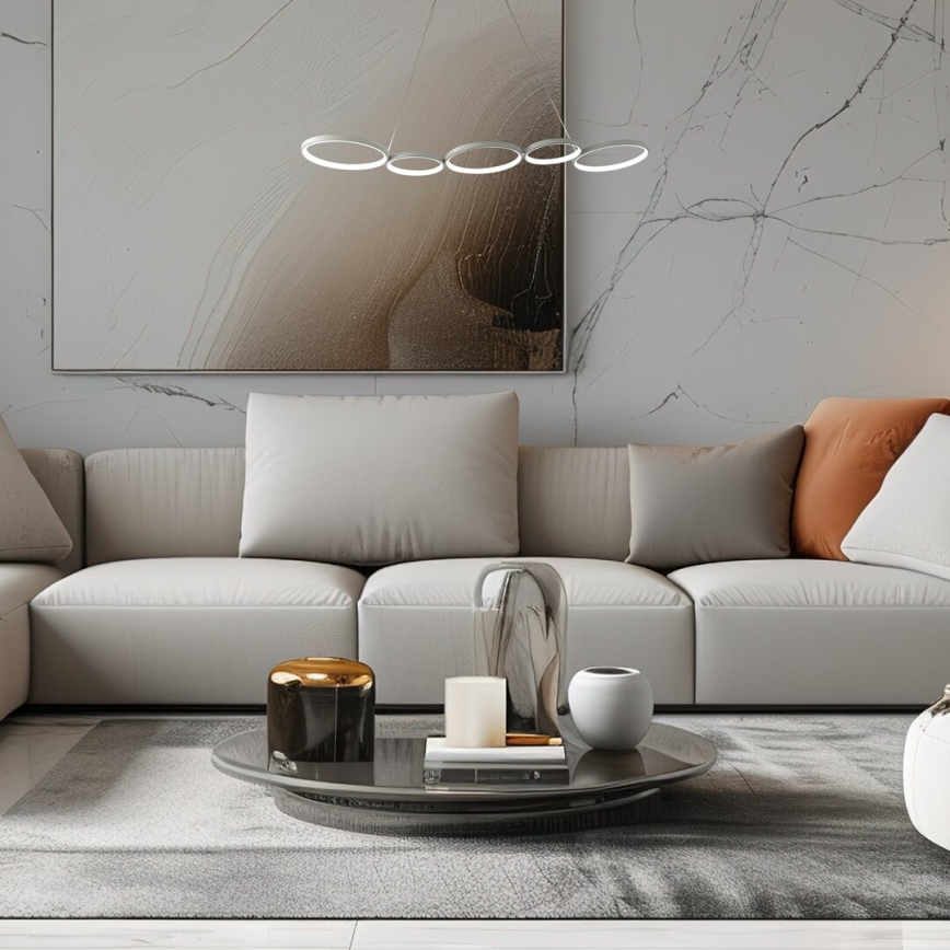 LED ljuskrona med textilsladd OLYMPIA 5xLED/10W/230V grå