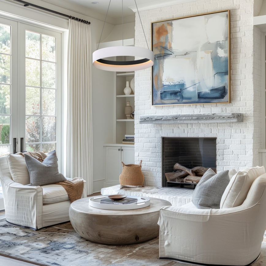 LED ljuskrona med textilsladd ORBITA LED/52W/230V vit/svart