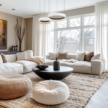 LED ljuskrona med textilsladd ORBITA LED/72W/230V vit/svart