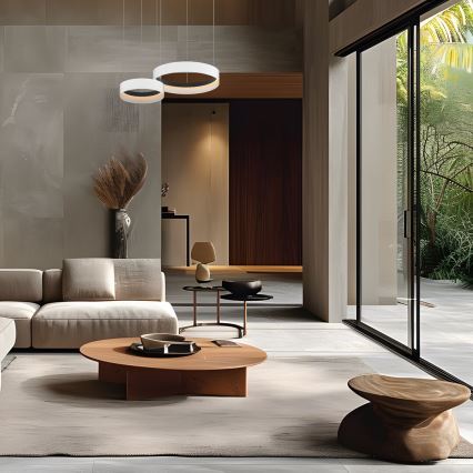 LED ljuskrona med textilsladd ORBITA LED/72W/230V vit/svart