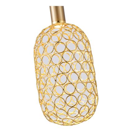 LED ljuskrona med textilsladd PERFORATO LED/6,3W/230V 3000K guld diameter 13 cm