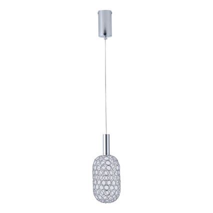 LED ljuskrona med textilsladd PERFORATO LED/6,3W/230V 3000K skinande krom diameter 13 cm