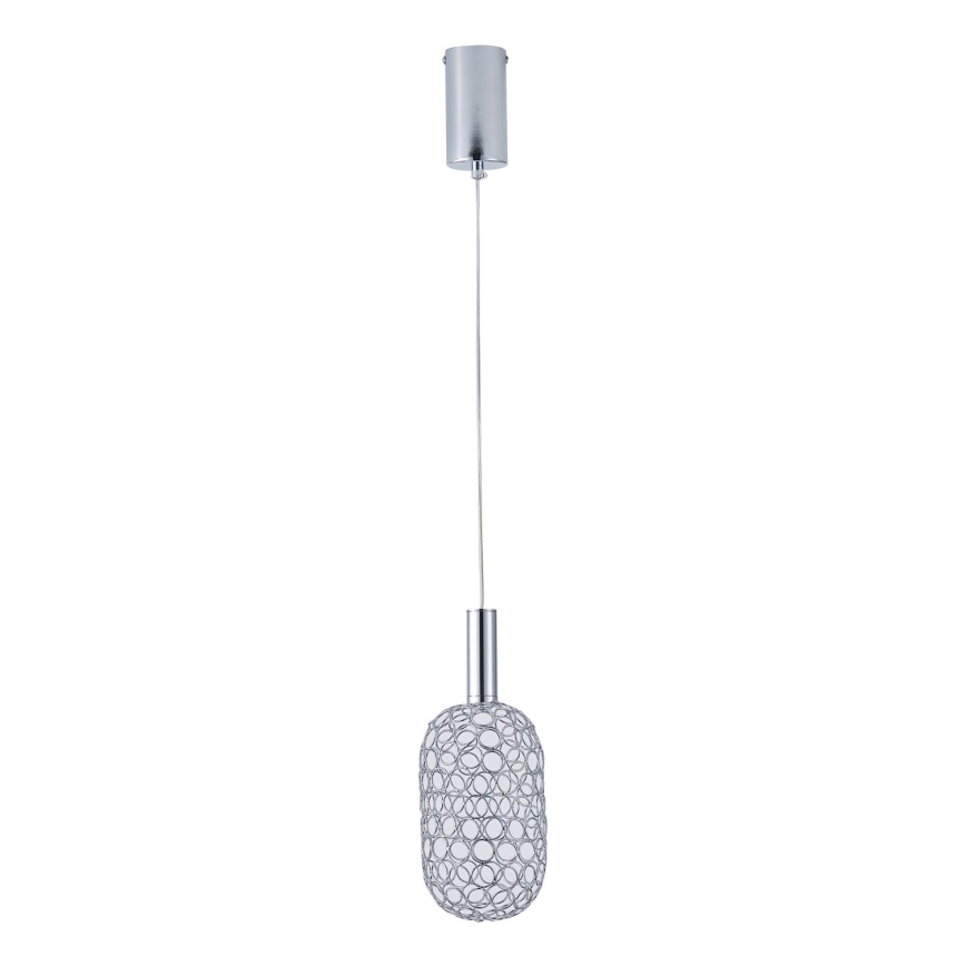 LED ljuskrona med textilsladd PERFORATO LED/6,3W/230V 3000K skinande krom diameter 13 cm