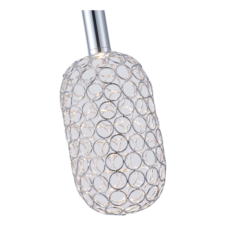 LED ljuskrona med textilsladd PERFORATO LED/6,3W/230V 3000K skinande krom diameter 13 cm