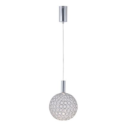 LED ljuskrona med textilsladd PERFORATO LED/6,3W/230V 3000K skinande krom diameter 20 cm