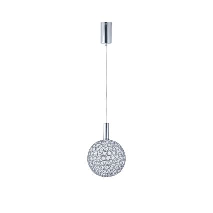 LED ljuskrona med textilsladd PERFORATO LED/6,3W/230V 3000K skinande krom diameter 20 cm