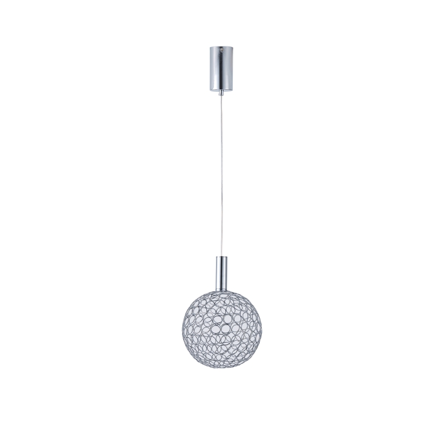 LED ljuskrona med textilsladd PERFORATO LED/6,3W/230V 3000K skinande krom diameter 20 cm