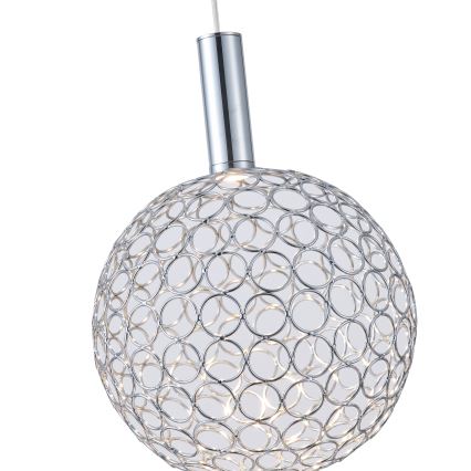 LED ljuskrona med textilsladd PERFORATO LED/6,3W/230V 3000K skinande krom diameter 20 cm