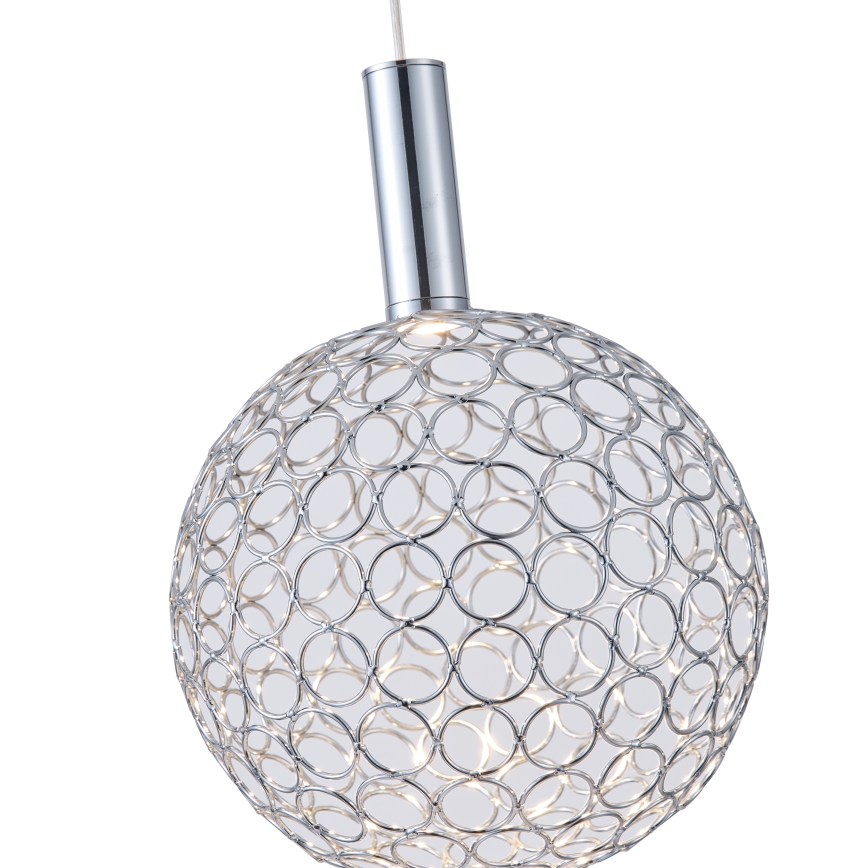 LED ljuskrona med textilsladd PERFORATO LED/6,3W/230V 3000K skinande krom diameter 20 cm