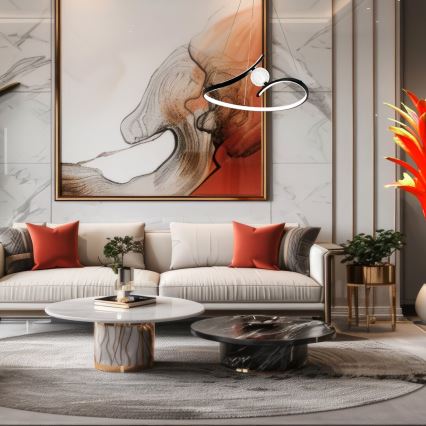 LED ljuskrona med textilsladd PERLA LED/34W/230V svart