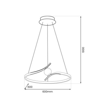 LED ljuskrona med textilsladd PERLA LED/34W/230V svart
