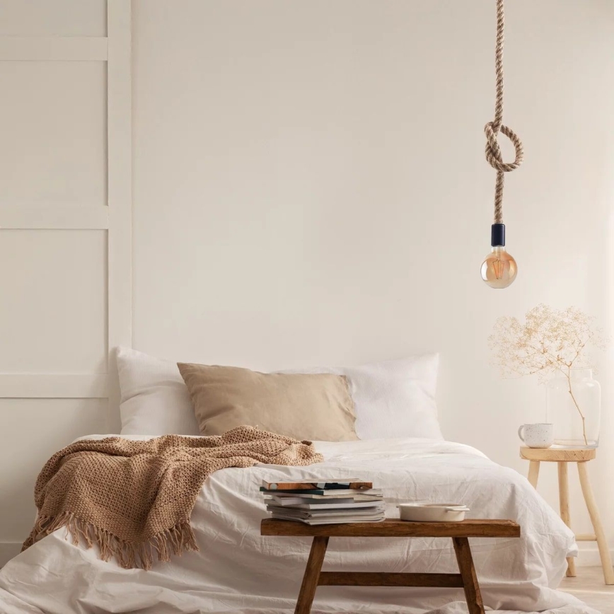 LED ljuskrona med textilsladd ROPE 1xE27/8W/230V