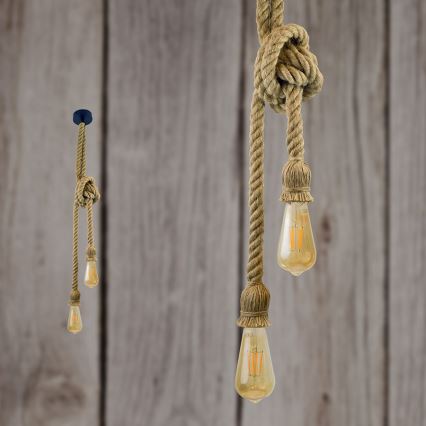 LED ljuskrona med textilsladd ROPE 2xE27/10W/230V