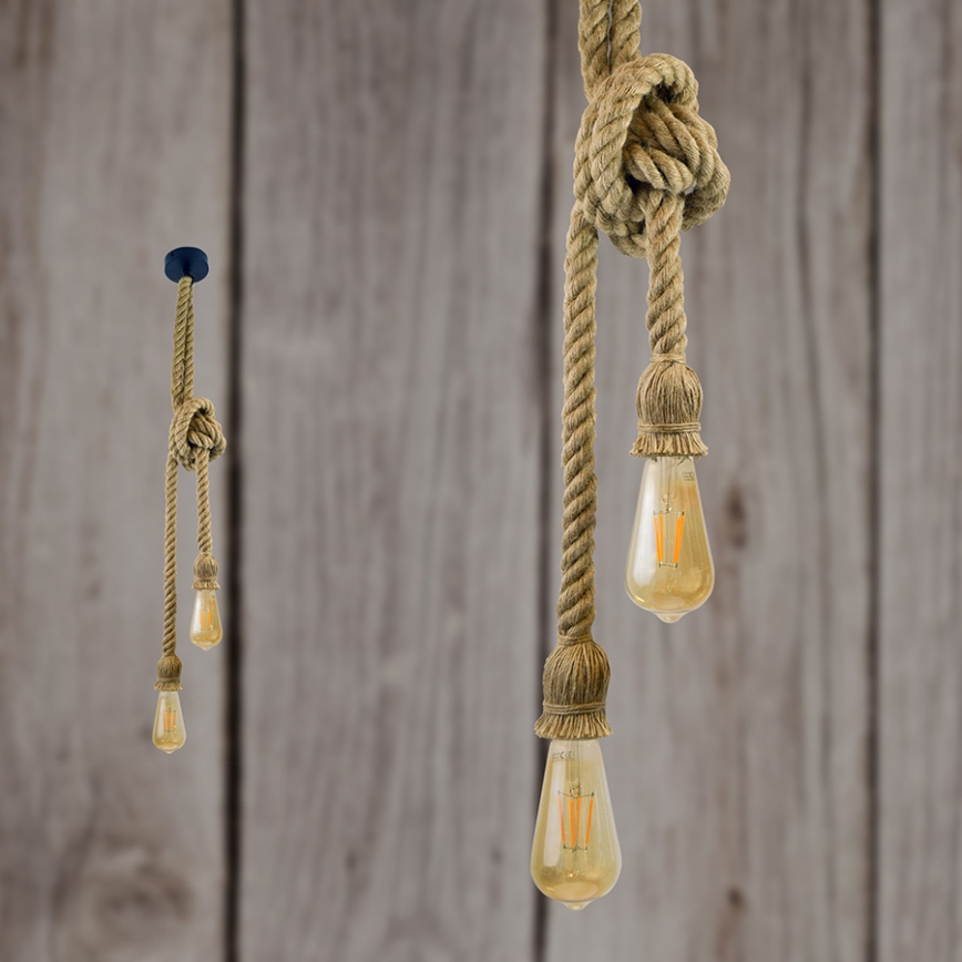 LED ljuskrona med textilsladd ROPE 2xE27/10W/230V