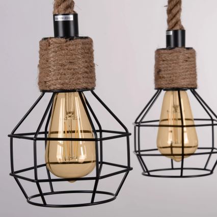 LED ljuskrona med textilsladd ROPE ALEGRA 4xE27/10W/230V