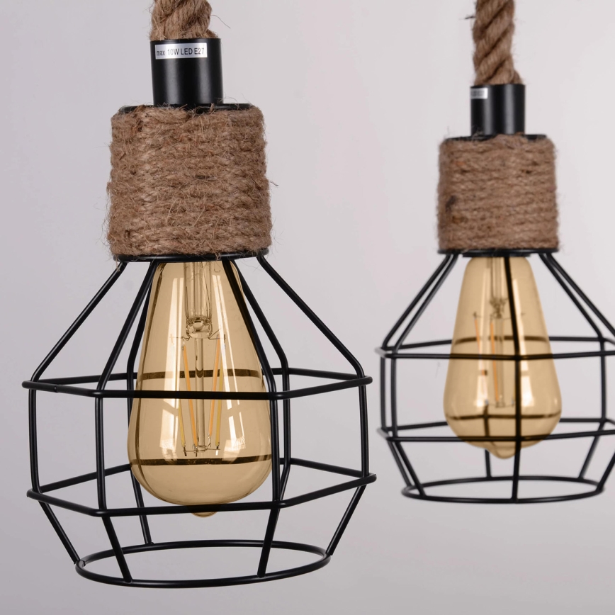 LED ljuskrona med textilsladd ROPE ALEGRA 4xE27/10W/230V