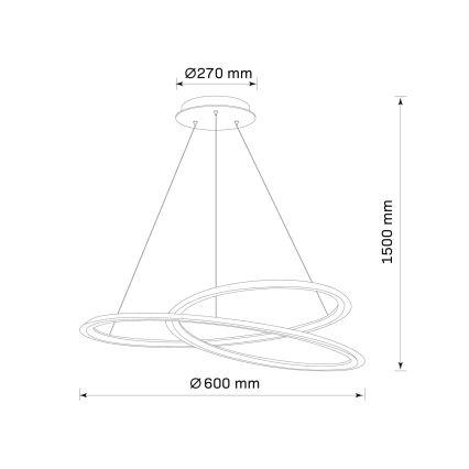 LED ljuskrona med textilsladd TANGO LED/44W/230V 4000K diameter 60 cm svart