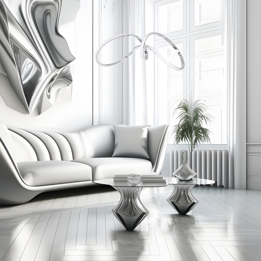 LED ljuskrona med textilsladd TESORO LED/48W/230V skinande krom