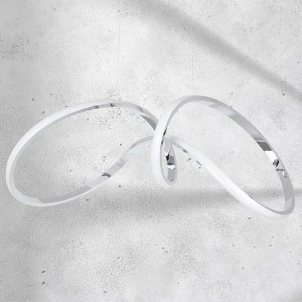 LED ljuskrona med textilsladd TESORO LED/48W/230V skinande krom