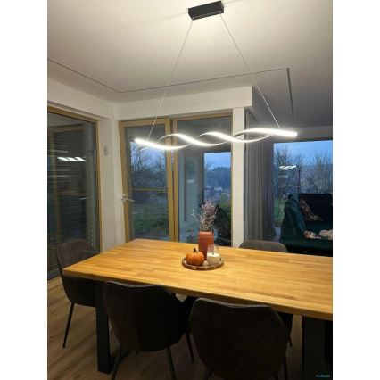 LED ljuskrona med textilsladd TWIST LED/37W/230V 4000K 120 cm guld