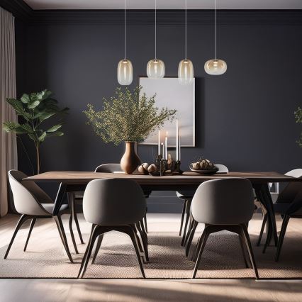 LED ljuskrona med textilsladd VASO LED/15W/230V guld/rökig